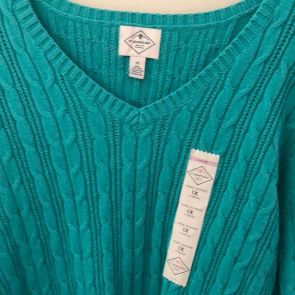 St. John's Bay Cable V-Neck Sweater - Plus - Picture 4 of 5